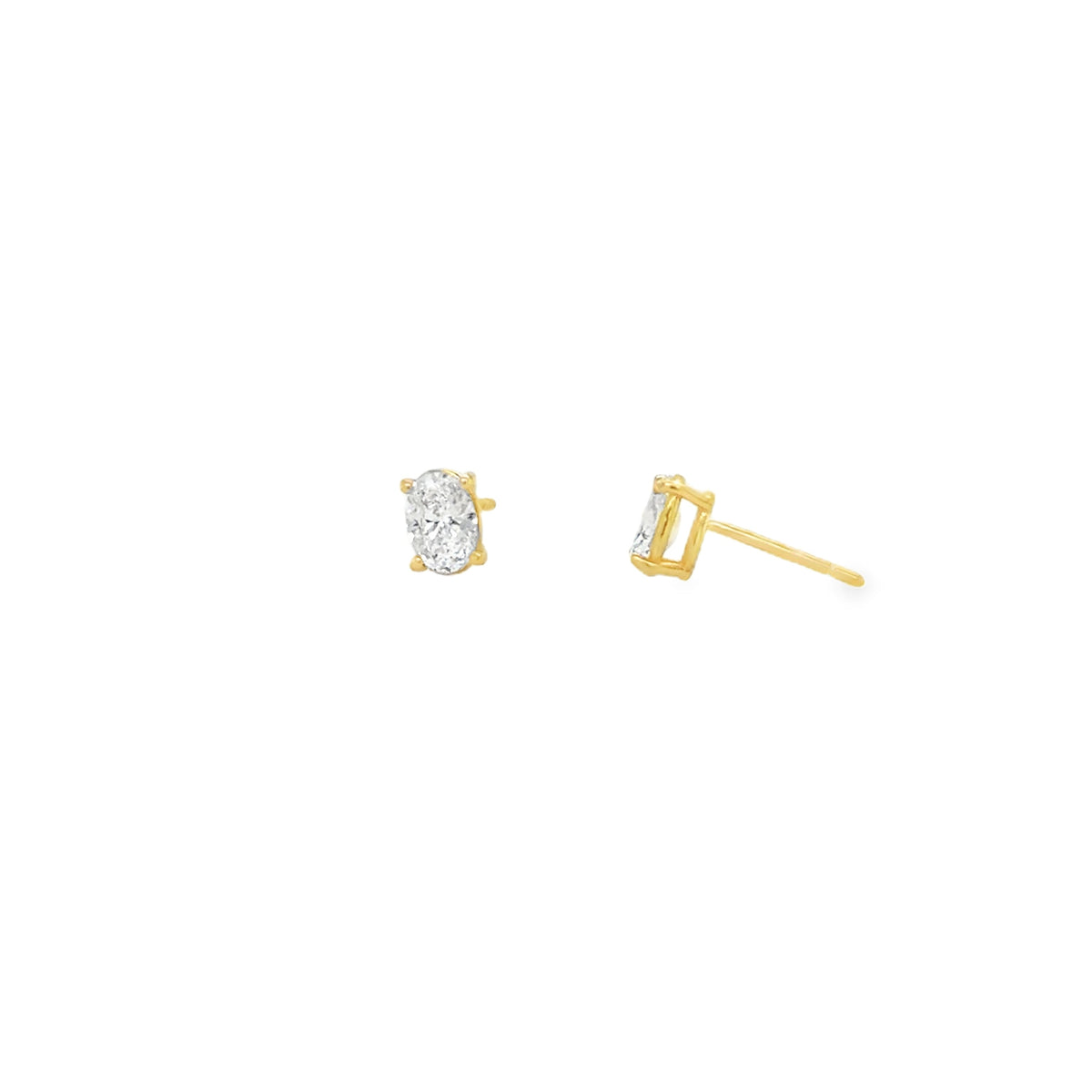 14ct Gold Lab-Grown Oval Diamond Studs - 1.00 carat total weight