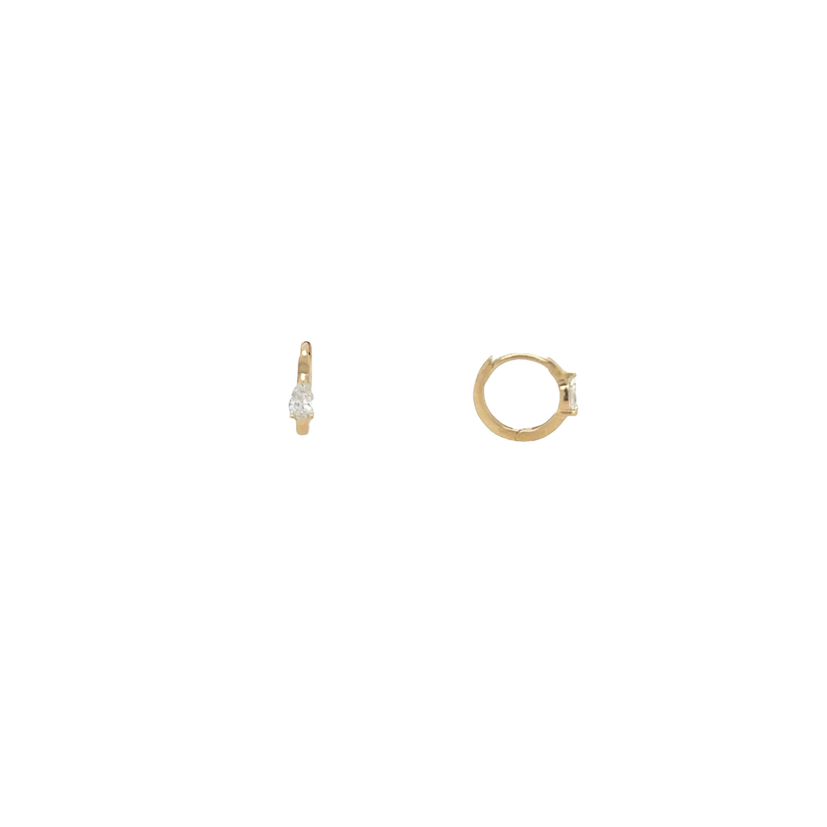 10ct Gold Lab-Grown Pear Diamond Inlay Huggie Earrings