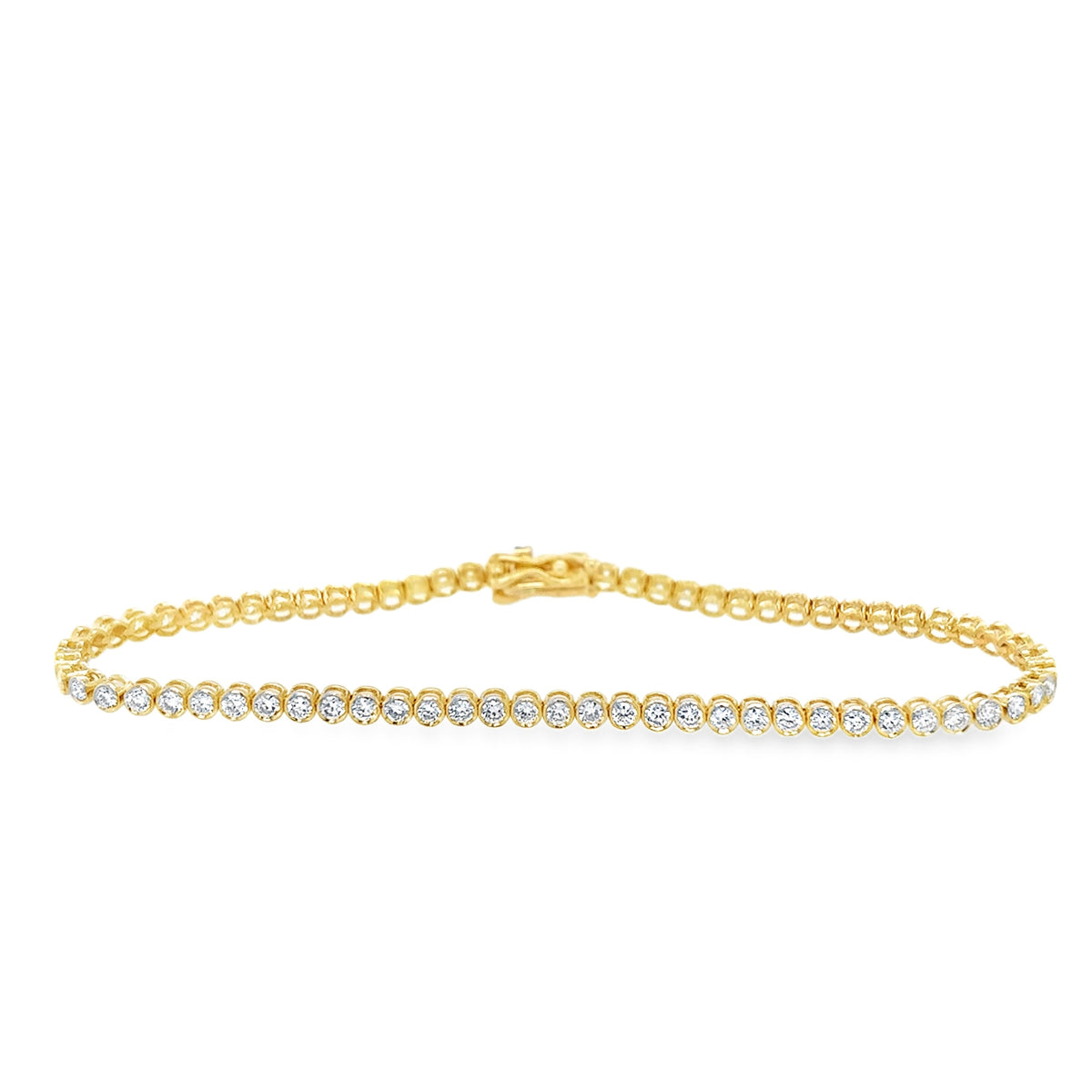 14ct Gold Lab Grown Diamond Bezel Tennis Bracelet