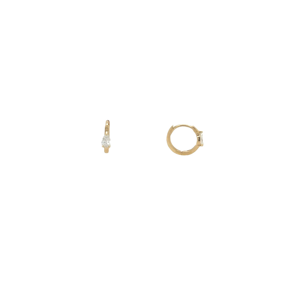 10ct Gold Lab-Grown Pear Diamond Inlay Huggie Earrings