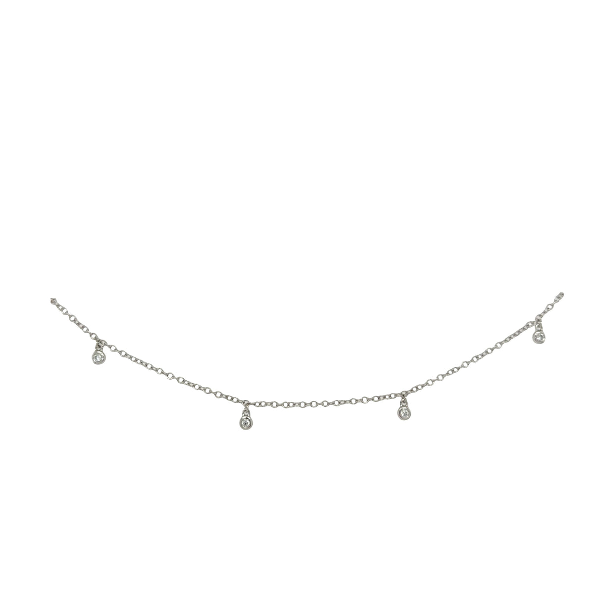 14ct White Gold Dangling Diamond Bezel Bracelet