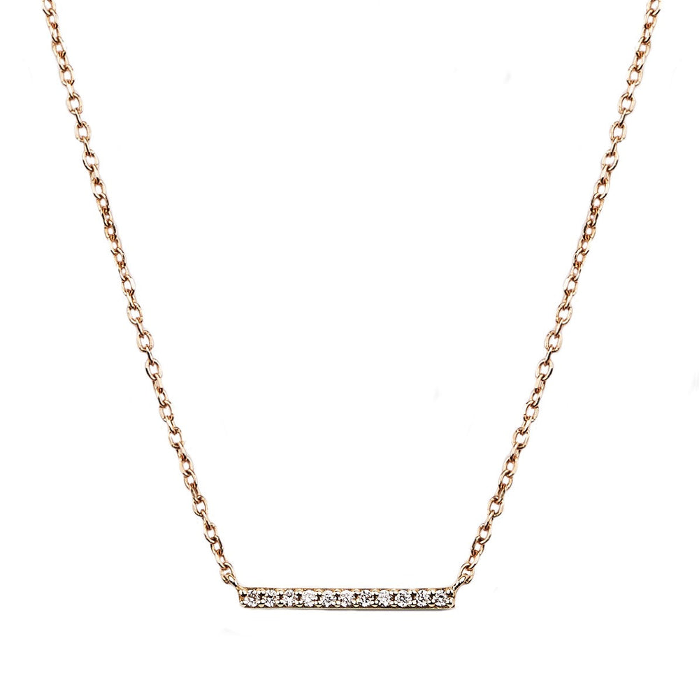 14ct Gold Mini Diamond Bar Necklace